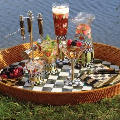 MacKenzie-Childs Bar Entertaining|Serveware<Courtly Check Rattan  Enamel Party Serving Tray