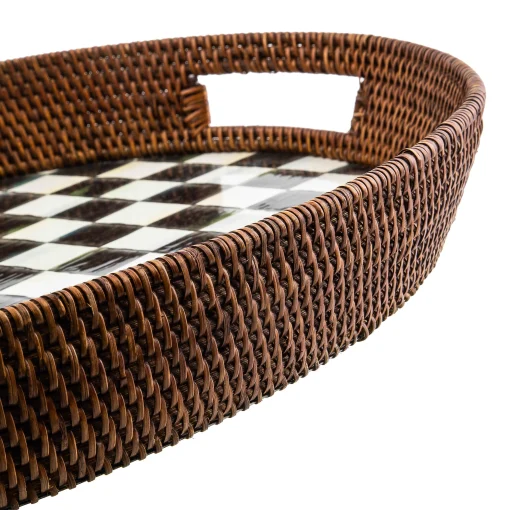 MacKenzie-Childs Bar Entertaining|Serveware<Courtly Check Rattan  Enamel Party Serving Tray