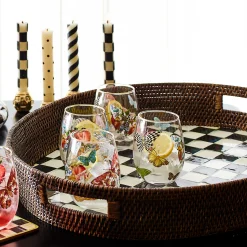 MacKenzie-Childs Bar Entertaining|Serveware<Courtly Check Rattan  Enamel Party Serving Tray