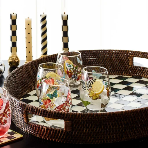 MacKenzie-Childs Bar Entertaining|Serveware<Courtly Check Rattan  Enamel Party Serving Tray
