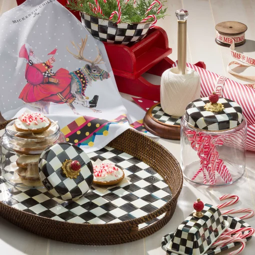 MacKenzie-Childs Bar Entertaining|Serveware<Courtly Check Rattan  Enamel Party Serving Tray