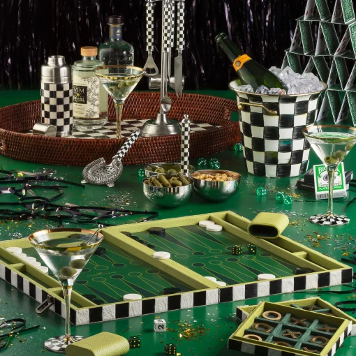 MacKenzie-Childs Bar Entertaining|Serveware<Courtly Check Rattan  Enamel Party Serving Tray