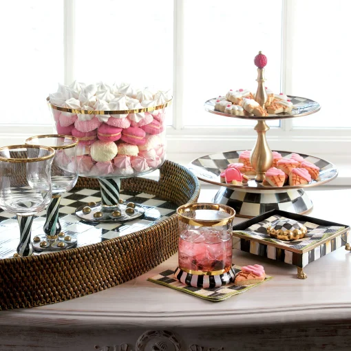 MacKenzie-Childs Bar Entertaining|Serveware<Courtly Check Rattan  Enamel Party Serving Tray
