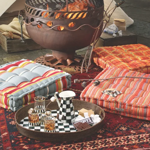 MacKenzie-Childs Bar Entertaining|Serveware<Courtly Check Rattan  Enamel Party Serving Tray