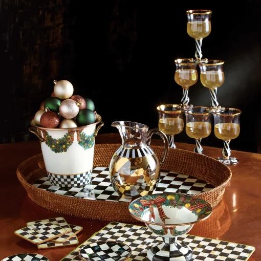 MacKenzie-Childs Bar Entertaining|Serveware<Courtly Check Rattan  Enamel Party Serving Tray