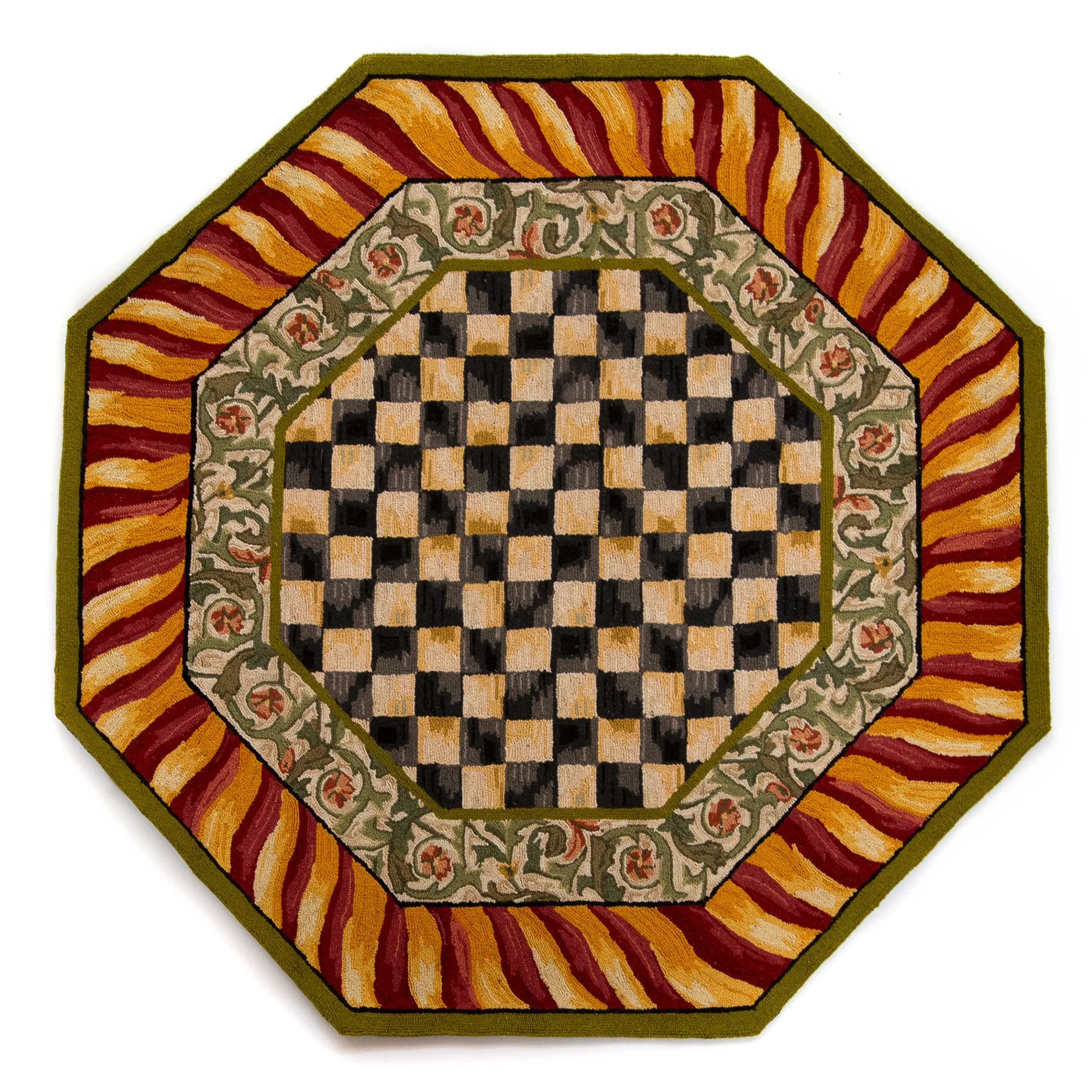 MacKenzie-Childs Rugs<Courtly Check Red  Gold 6' Octagon Rug