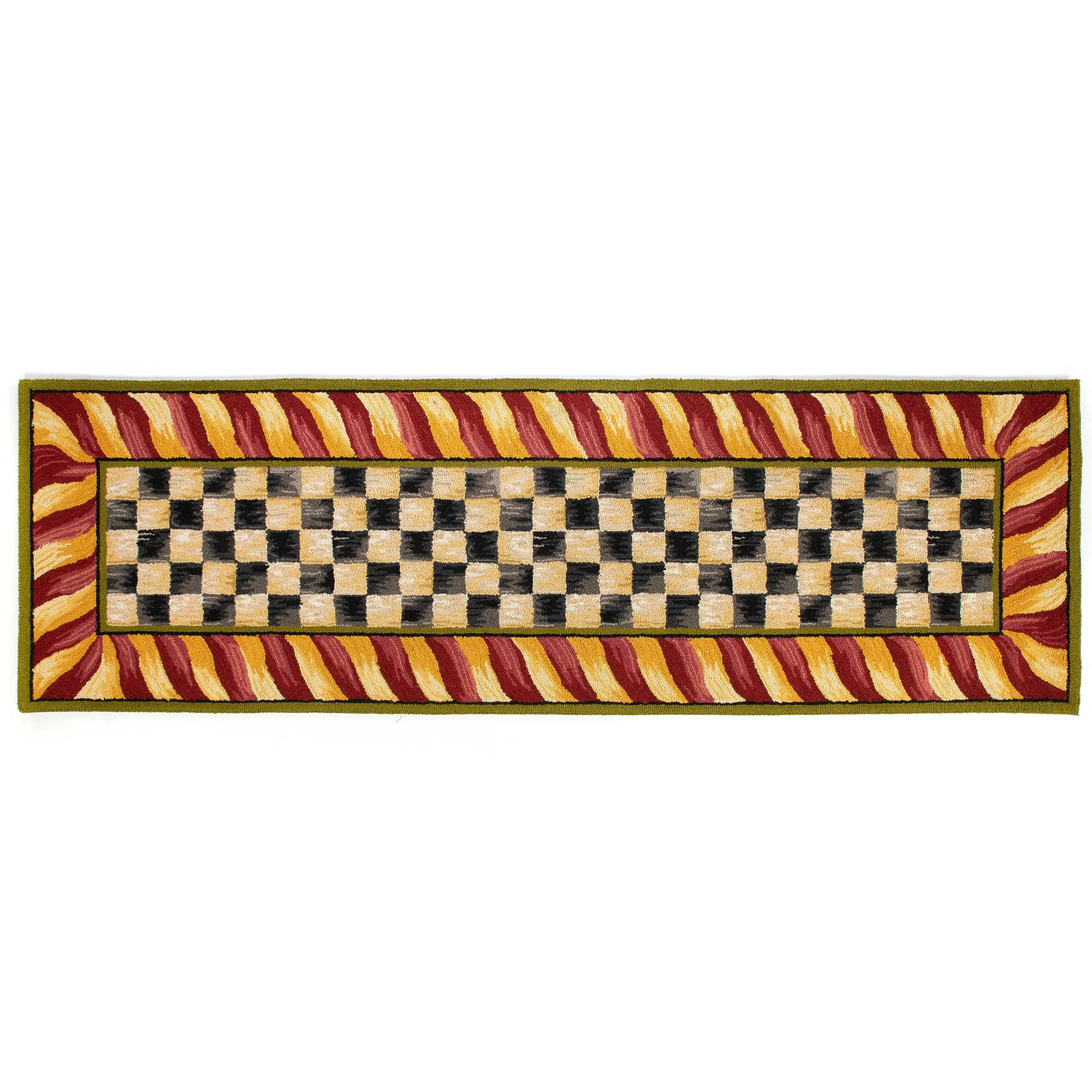 MacKenzie-Childs Rugs<Courtly Check Red  Gold 2'6 x 8' Runner