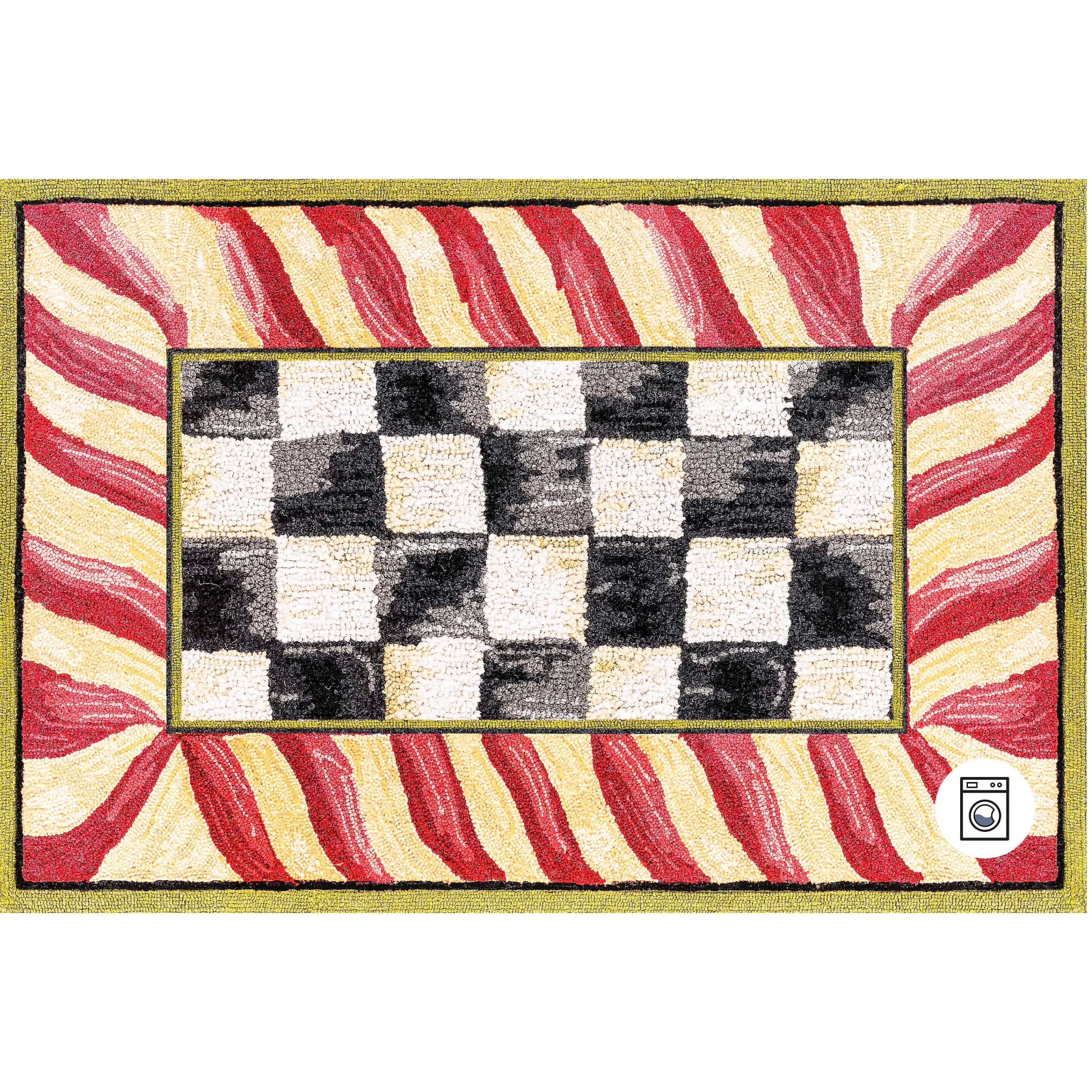 MacKenzie-Childs Rugs<Courtly Check Red  Gold 2' x 3' Washable Rug