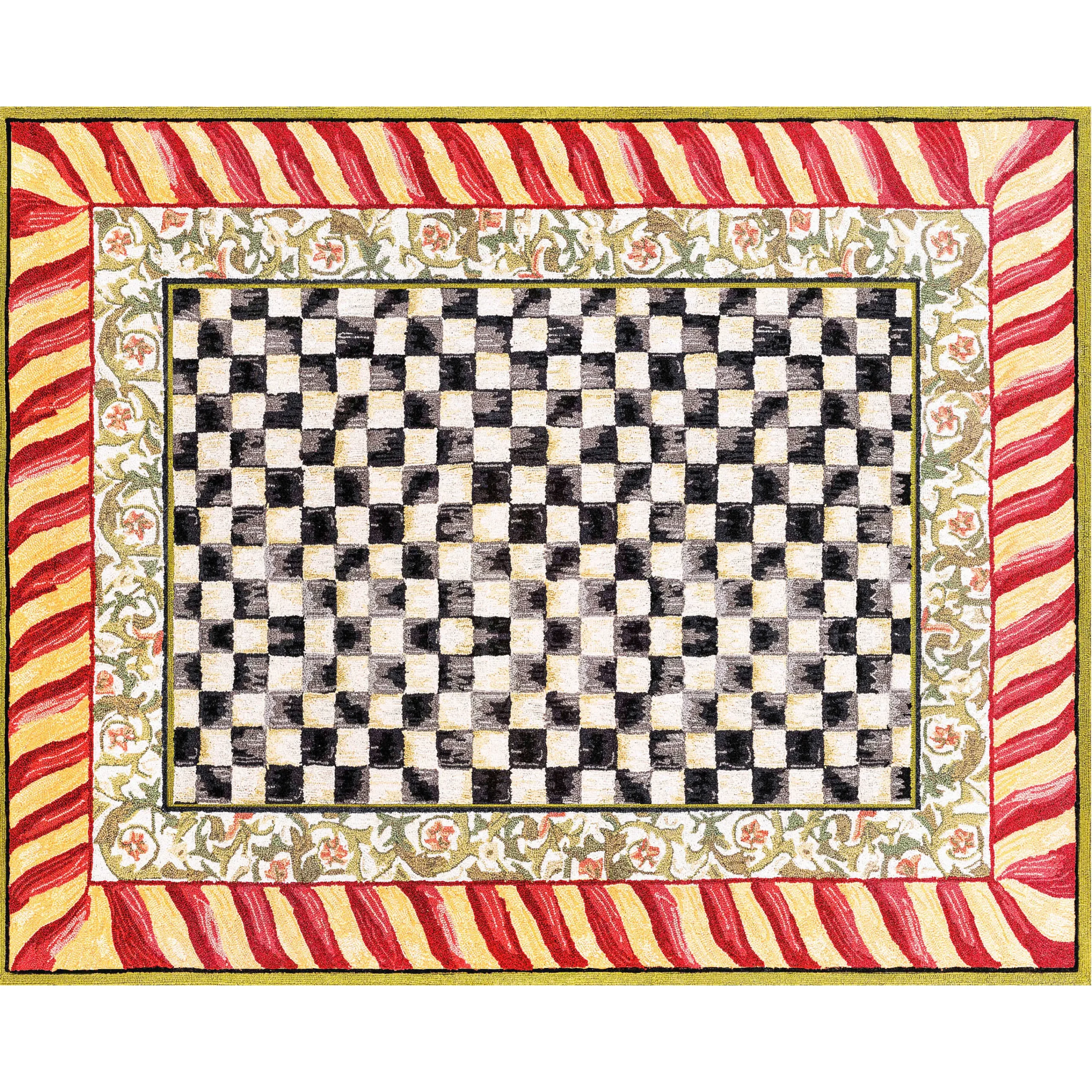MacKenzie-Childs Rugs<Courtly Check Red  Gold 8' x 10' Washable Rug