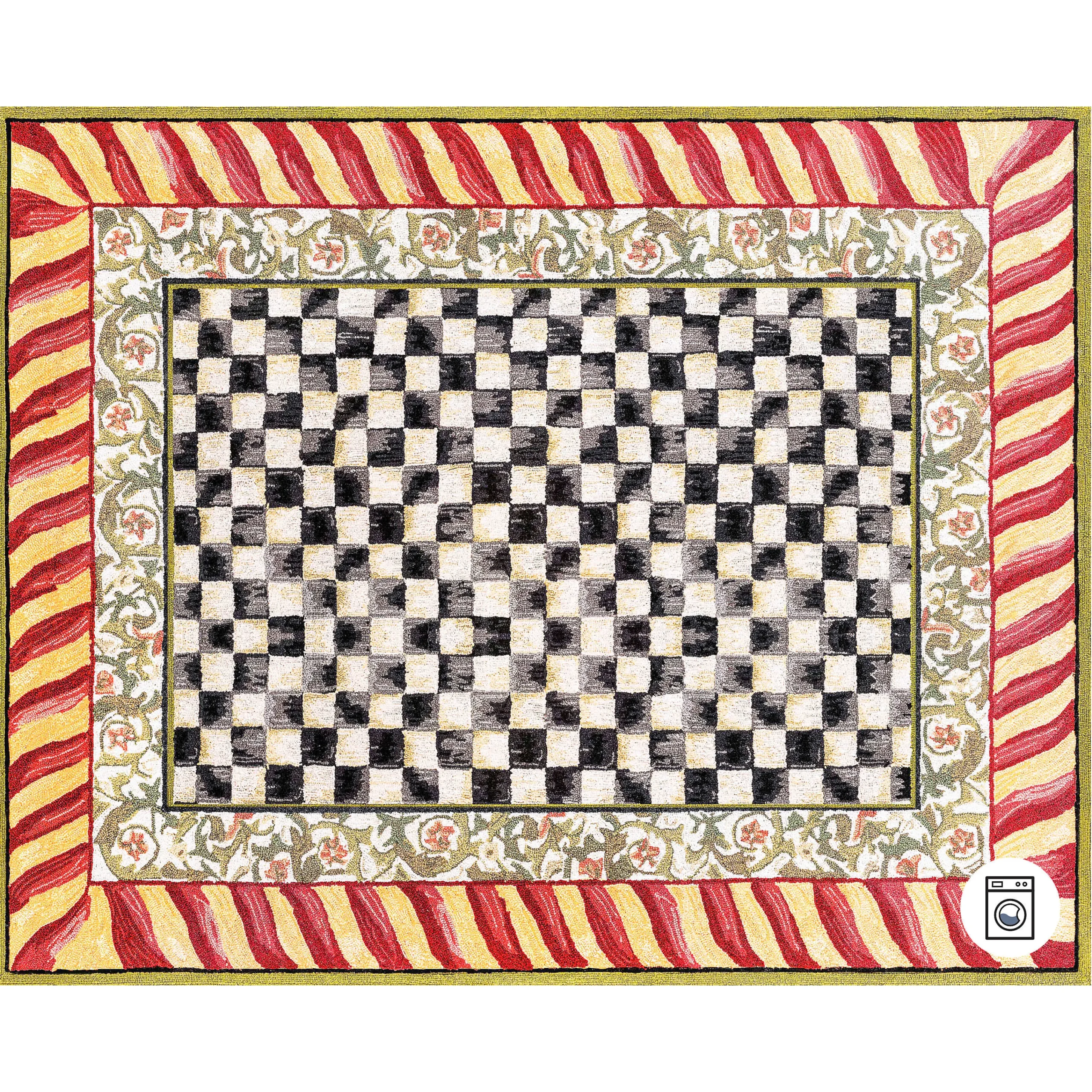 MacKenzie-Childs Rugs<Courtly Check Red  Gold 8' x 10' Washable Rug