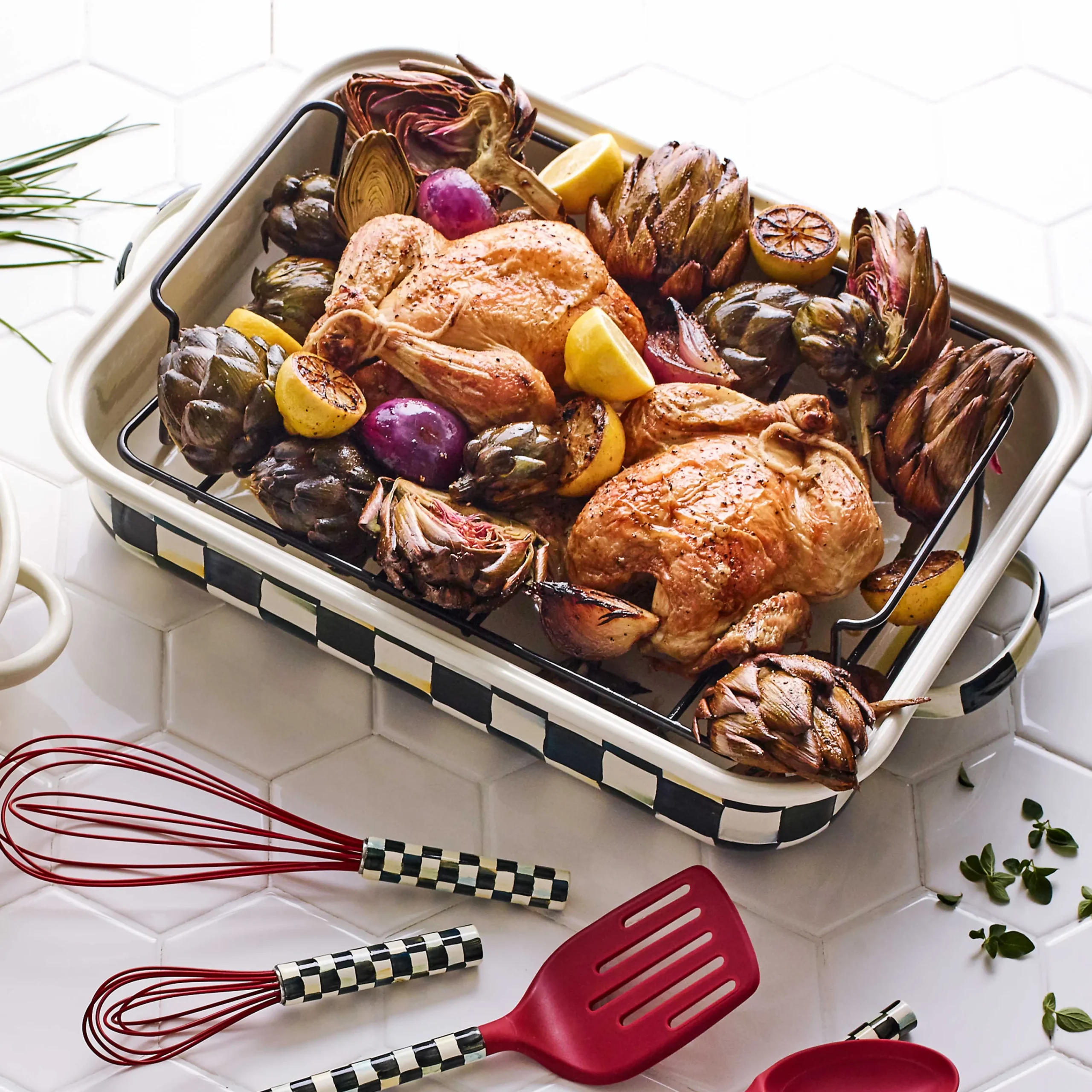 MacKenzie-Childs Fall Entertaining|Cookware & Bakeware<Courtly Check Roasting Pan with Rack