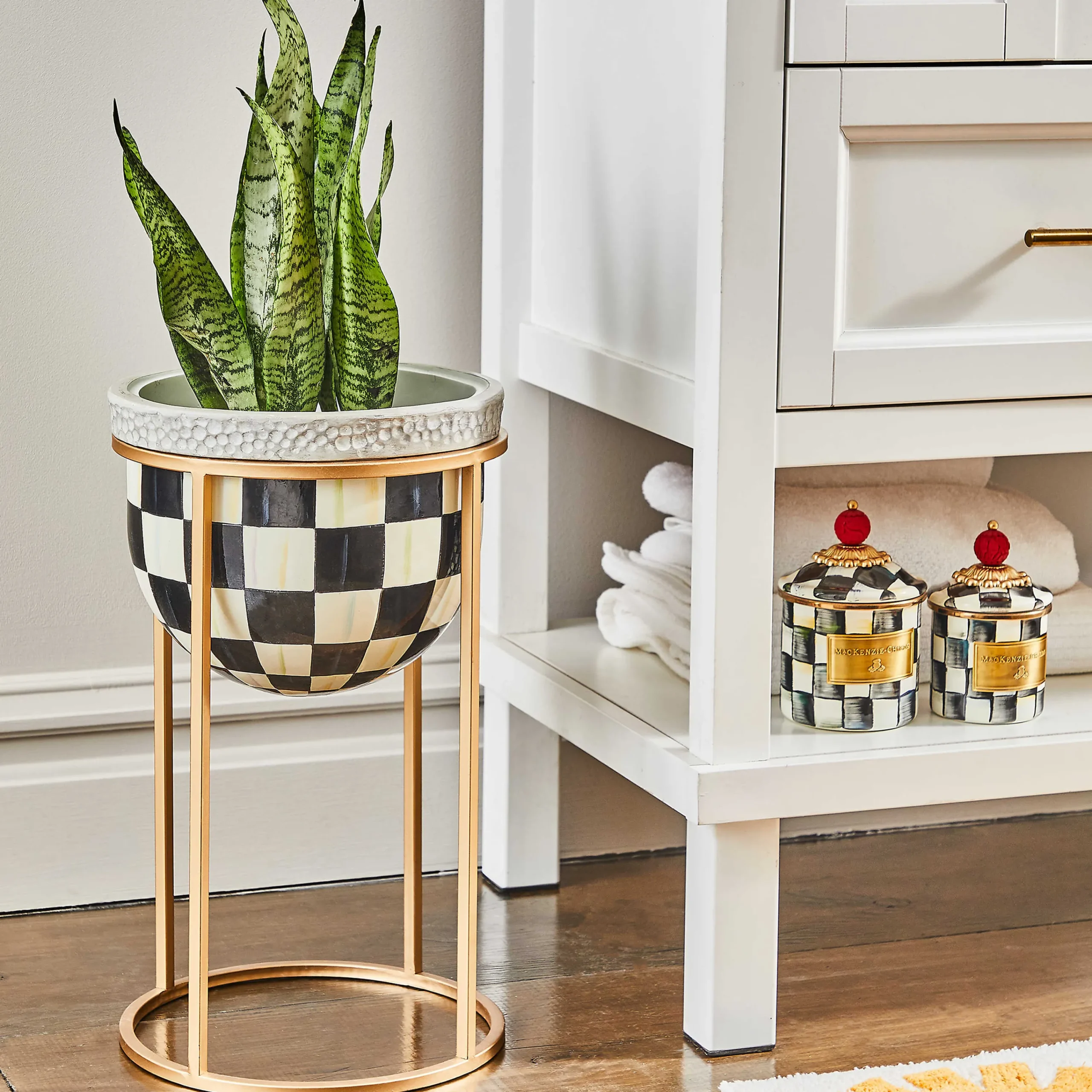 MacKenzie-Childs Outdoor<Courtly Check Short Plant Stand