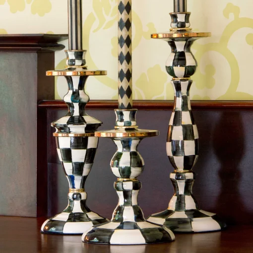 MacKenzie-Childs Candles & Fragrances|Table Accessories<Courtly Check Small Enamel Candlestick