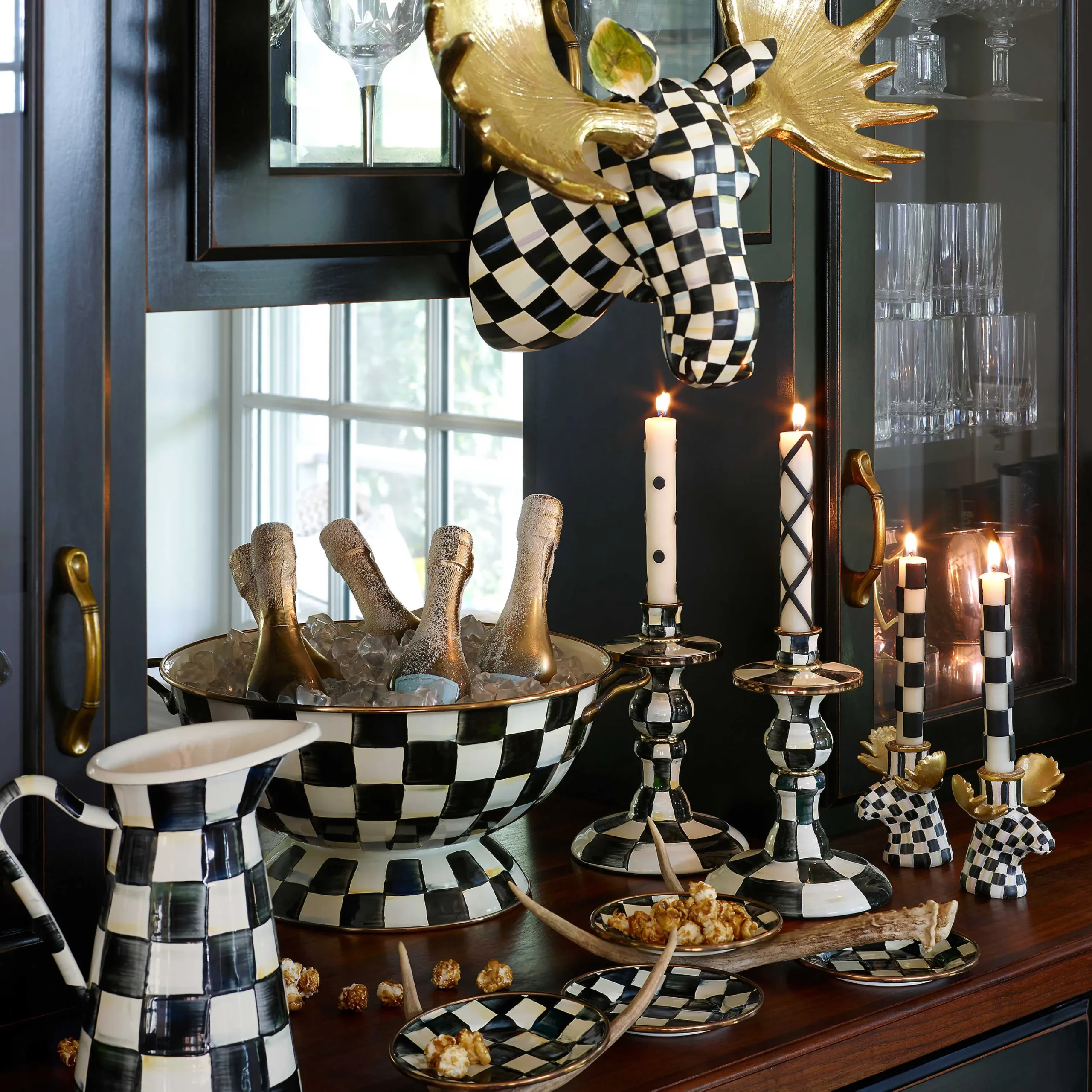 MacKenzie-Childs Candles & Fragrances|Table Accessories<Courtly Check Small Enamel Candlestick