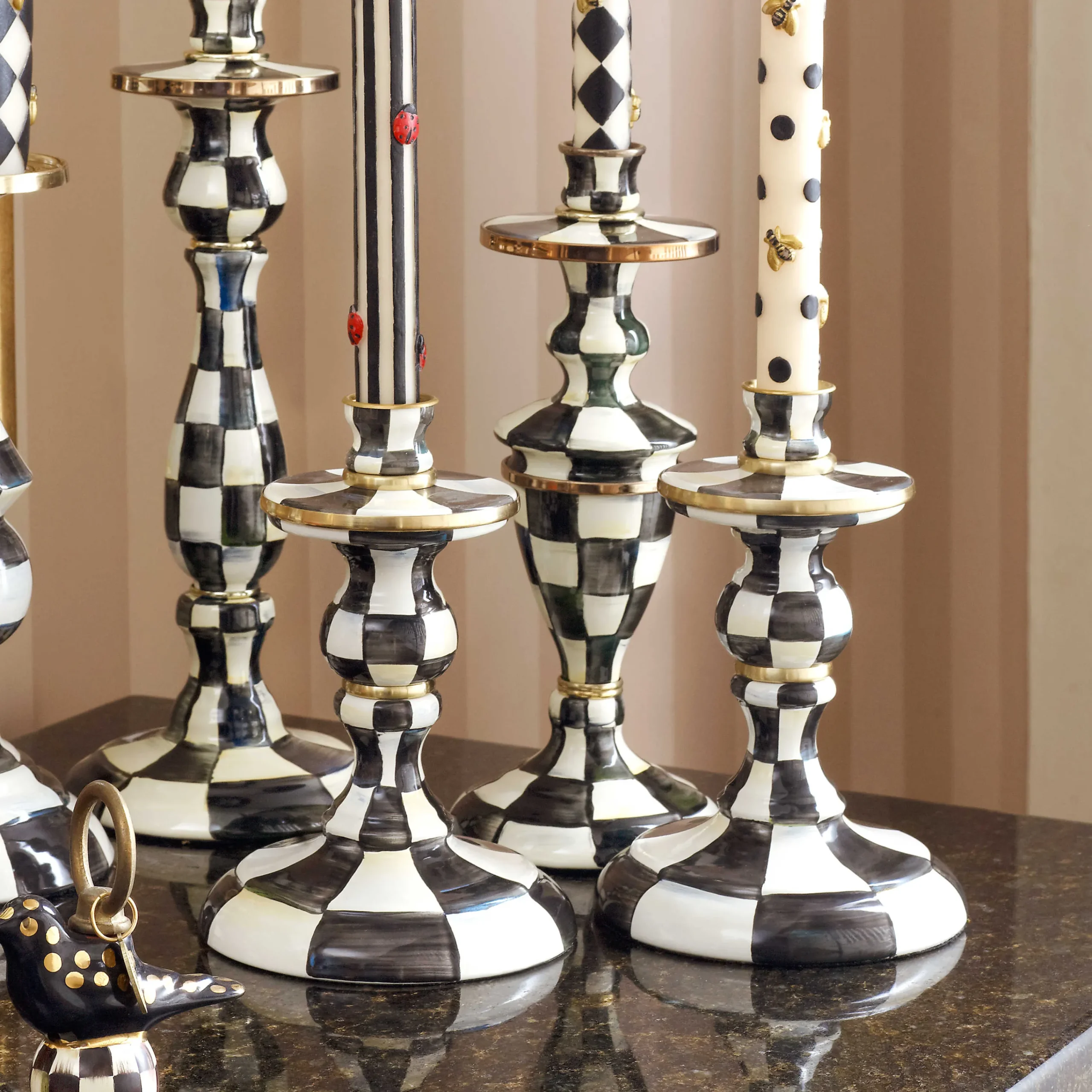 MacKenzie-Childs Candles & Fragrances|Table Accessories<Courtly Check Small Enamel Candlestick
