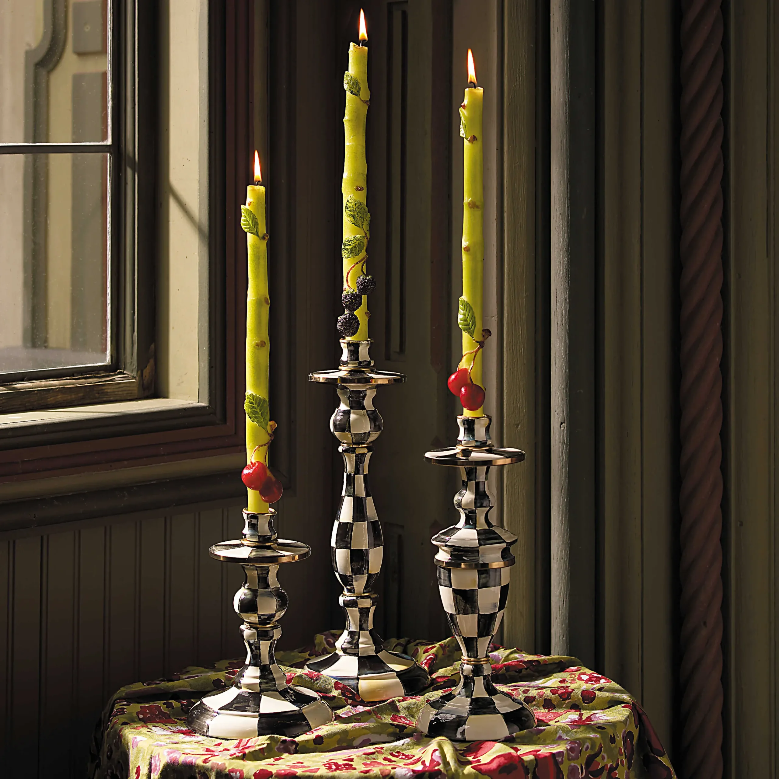 MacKenzie-Childs Candles & Fragrances|Table Accessories<Courtly Check Small Enamel Candlestick
