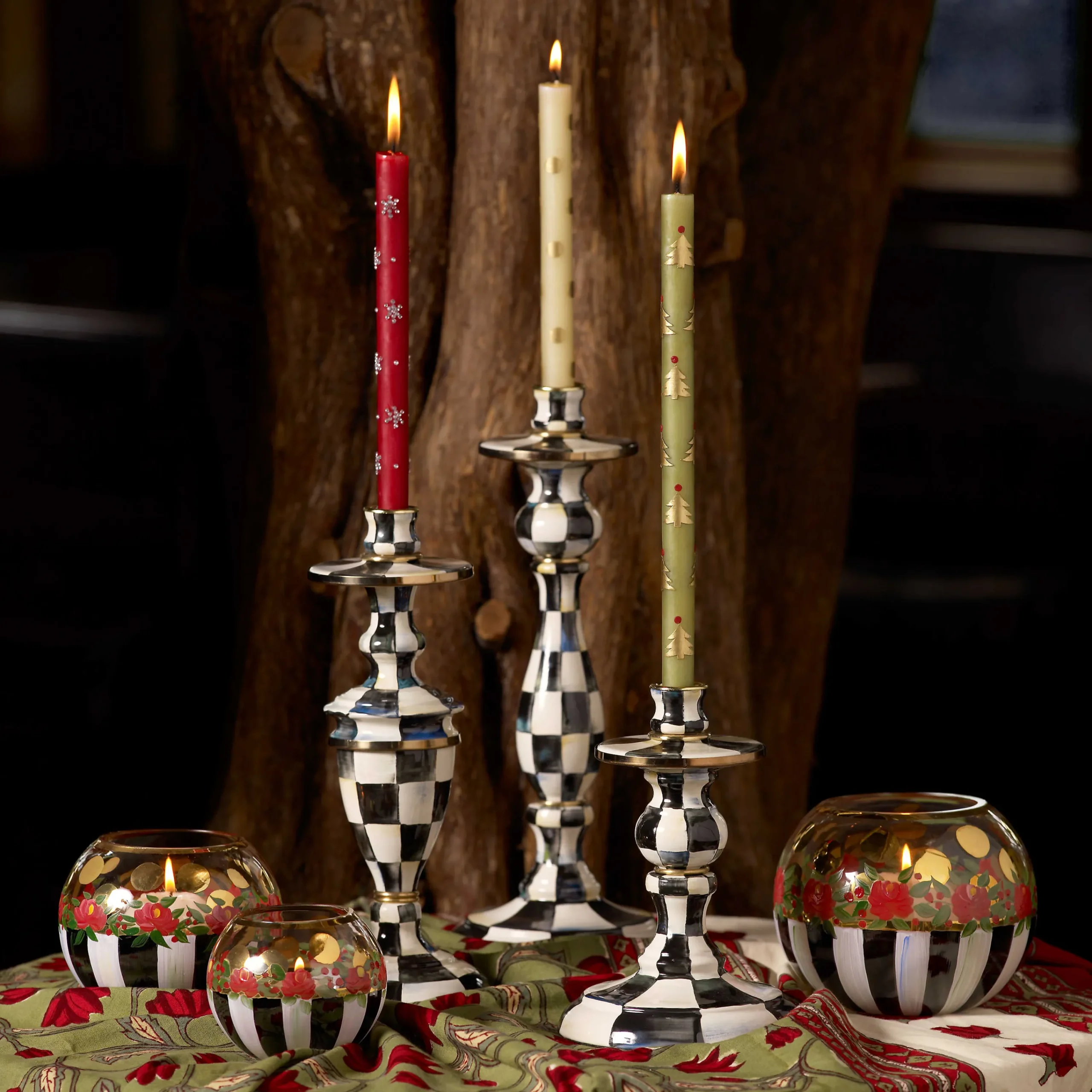 MacKenzie-Childs Candles & Fragrances|Table Accessories<Courtly Check Small Enamel Candlestick