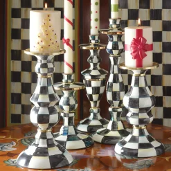 MacKenzie-Childs Candles & Fragrances|Table Accessories<Courtly Check Small Enamel Candlestick