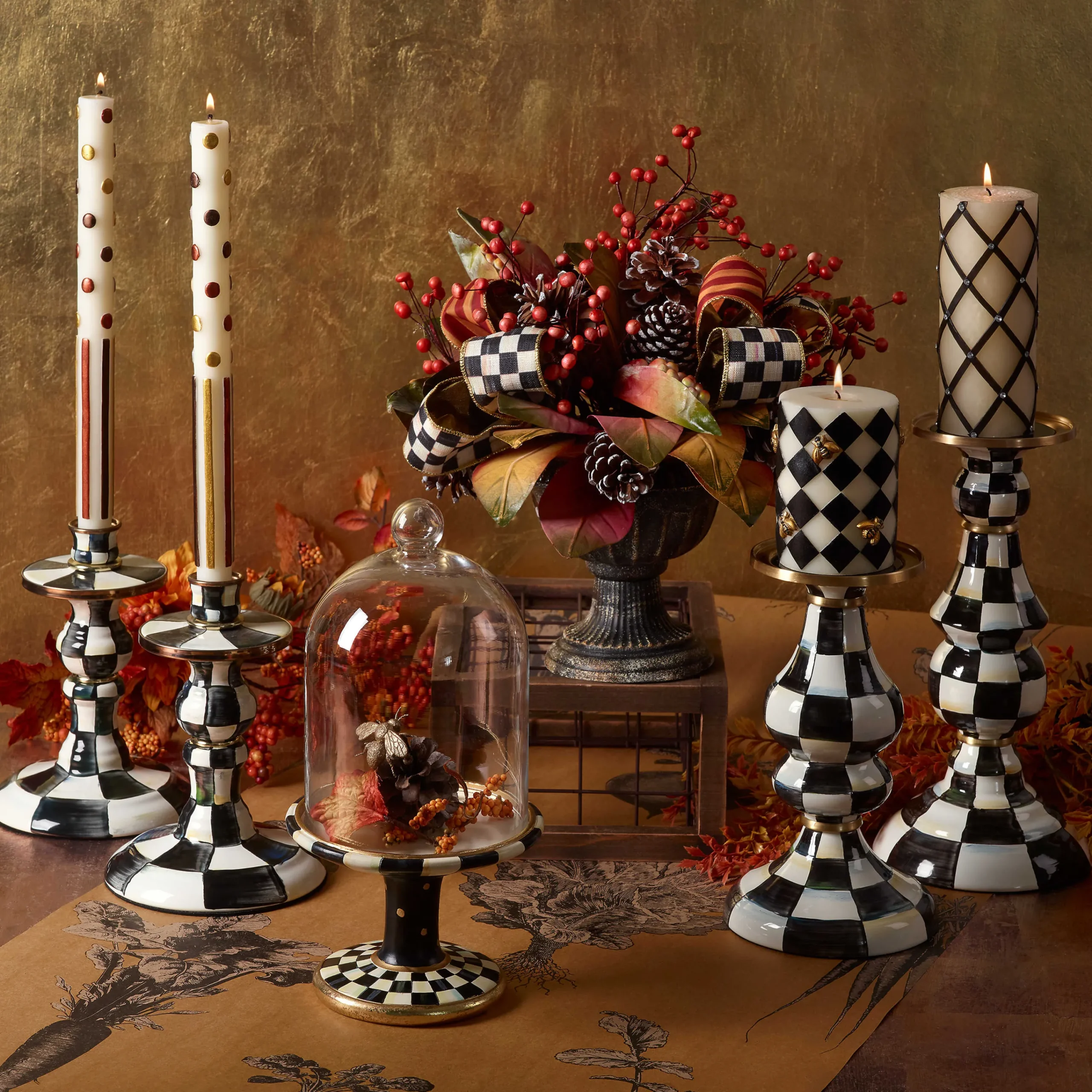 MacKenzie-Childs Candles & Fragrances|Table Accessories<Courtly Check Small Enamel Candlestick