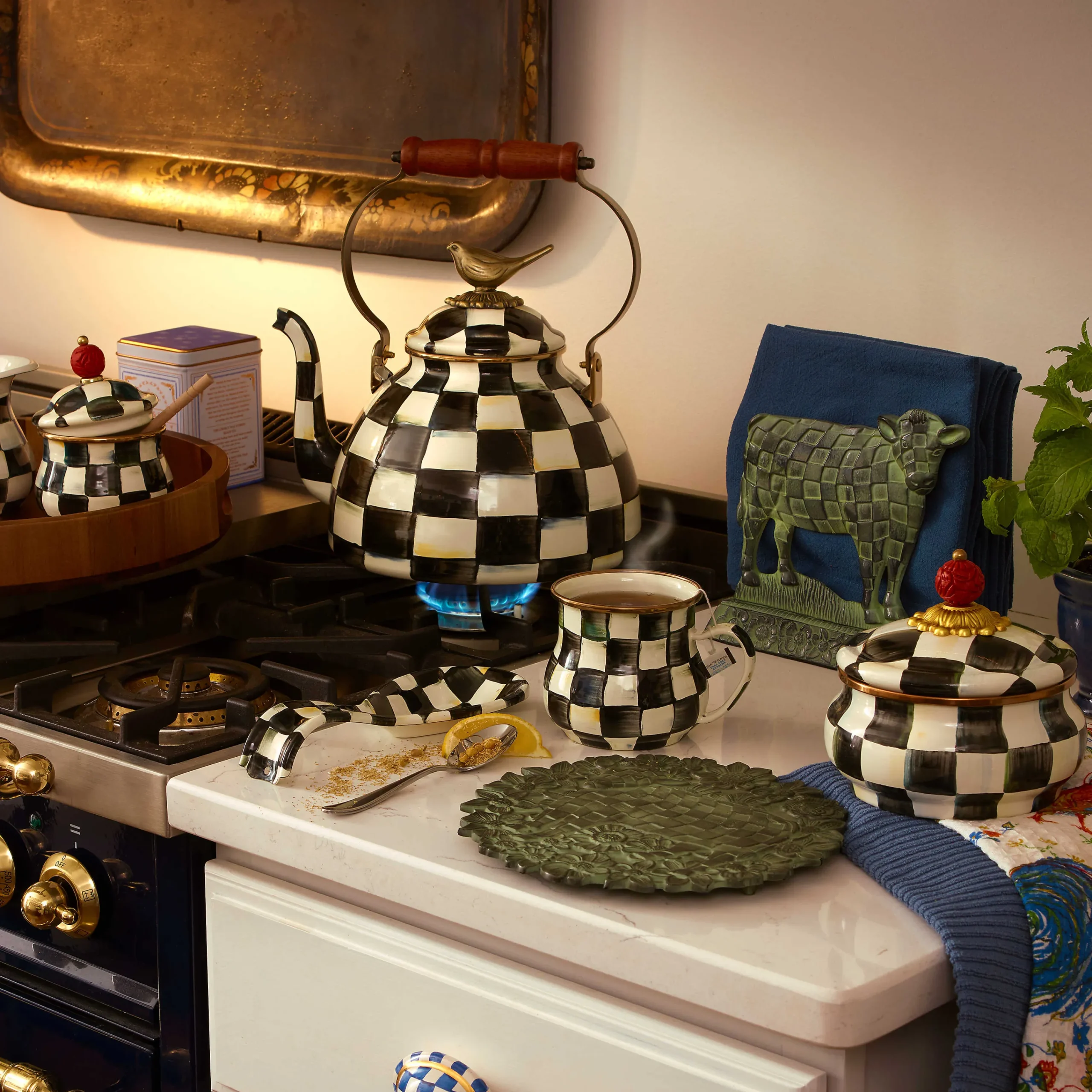 MacKenzie-Childs Bath & Bath Accessories|Room Accents<Courtly Check Squashed Pot