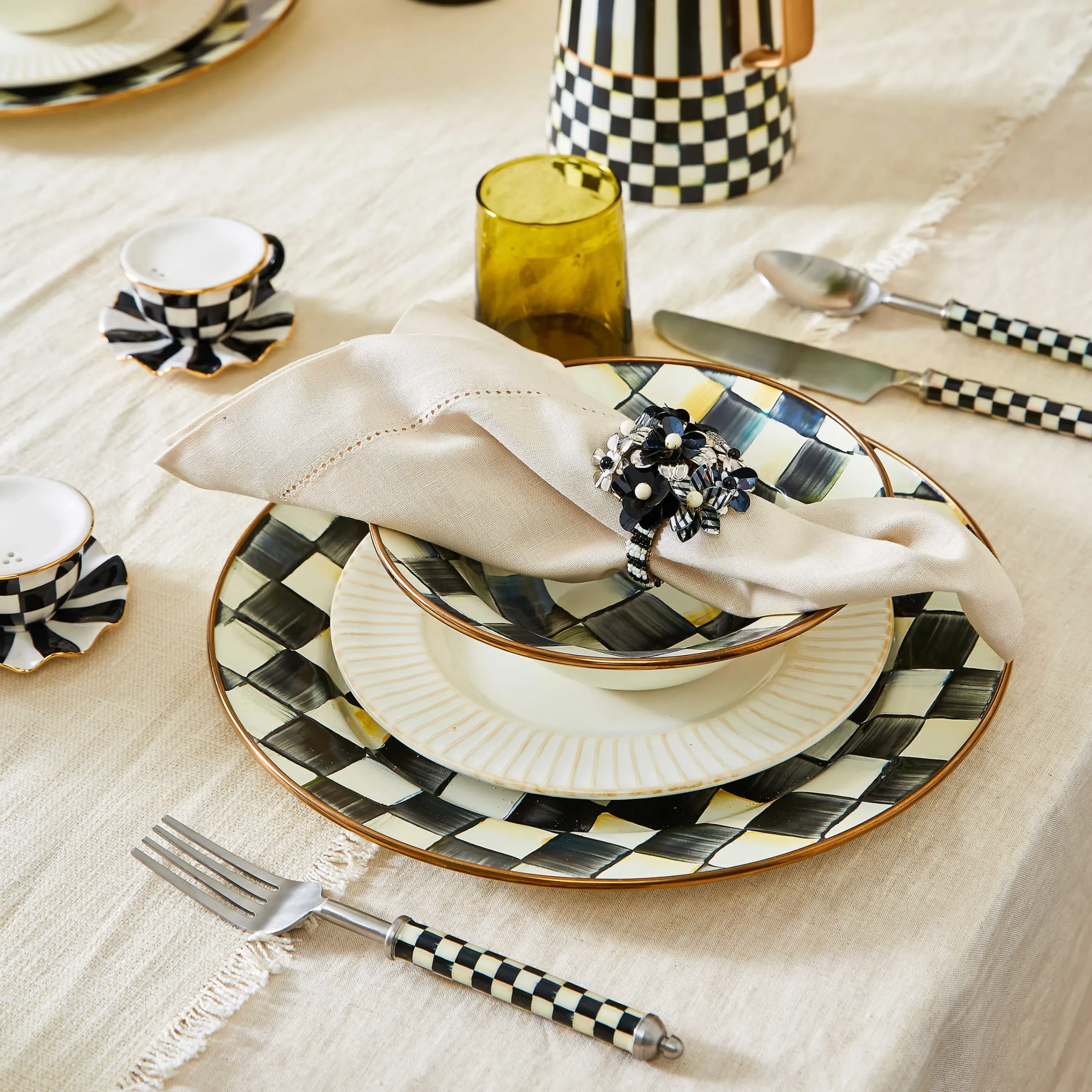 MacKenzie-Childs Dinnerware & Flatware<Courtly Check Supper Club 3-Piece Place Setting