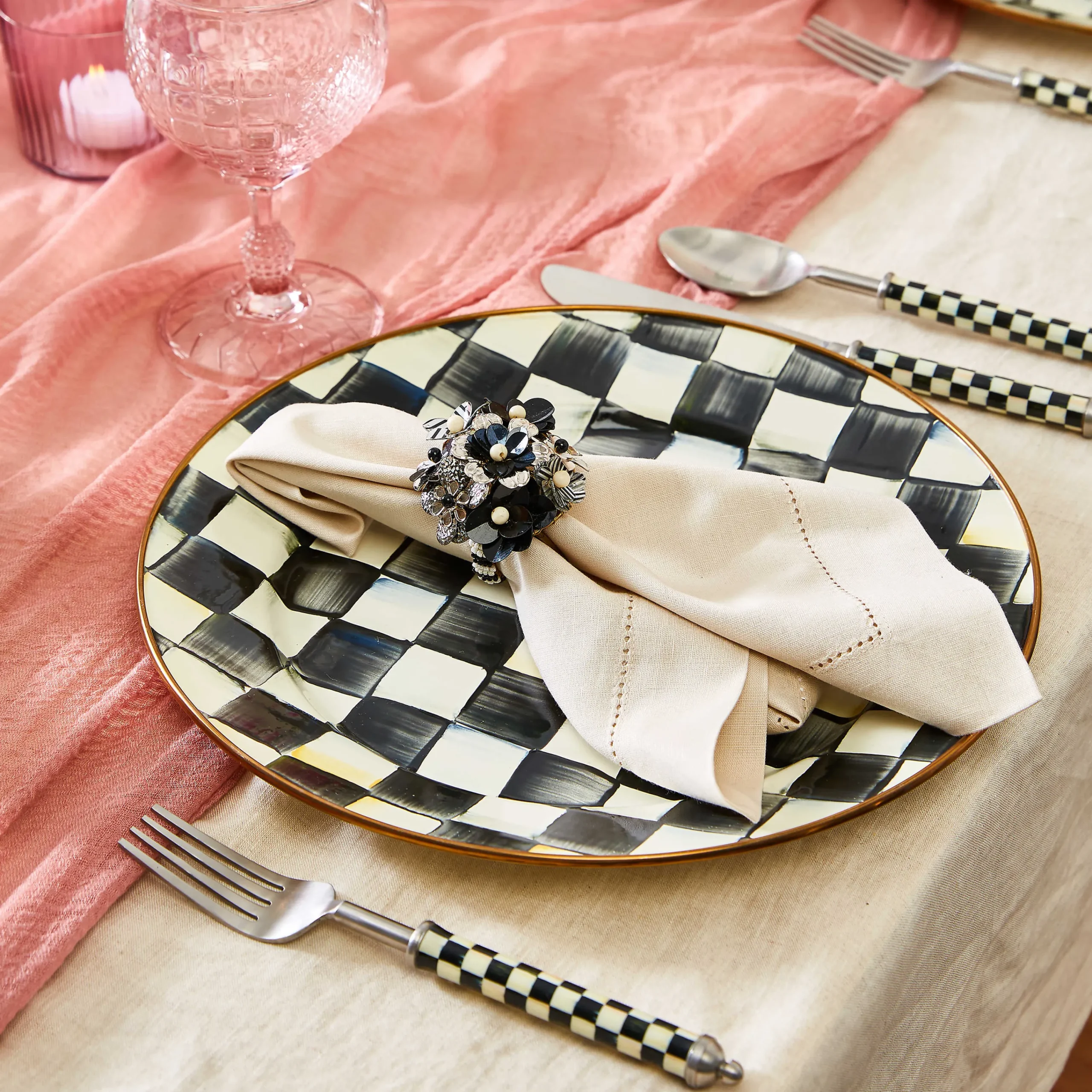 MacKenzie-Childs Dinnerware & Flatware<Courtly Check Supper Club 3-Piece Place Setting