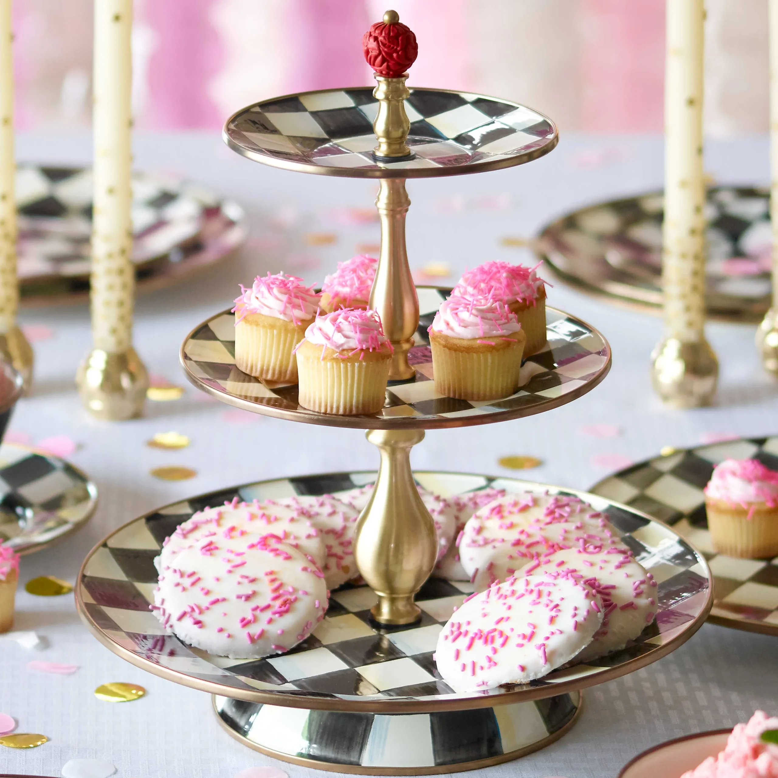 MacKenzie-Childs Bar Entertaining<Courtly Check Three Tier Sweet Stand