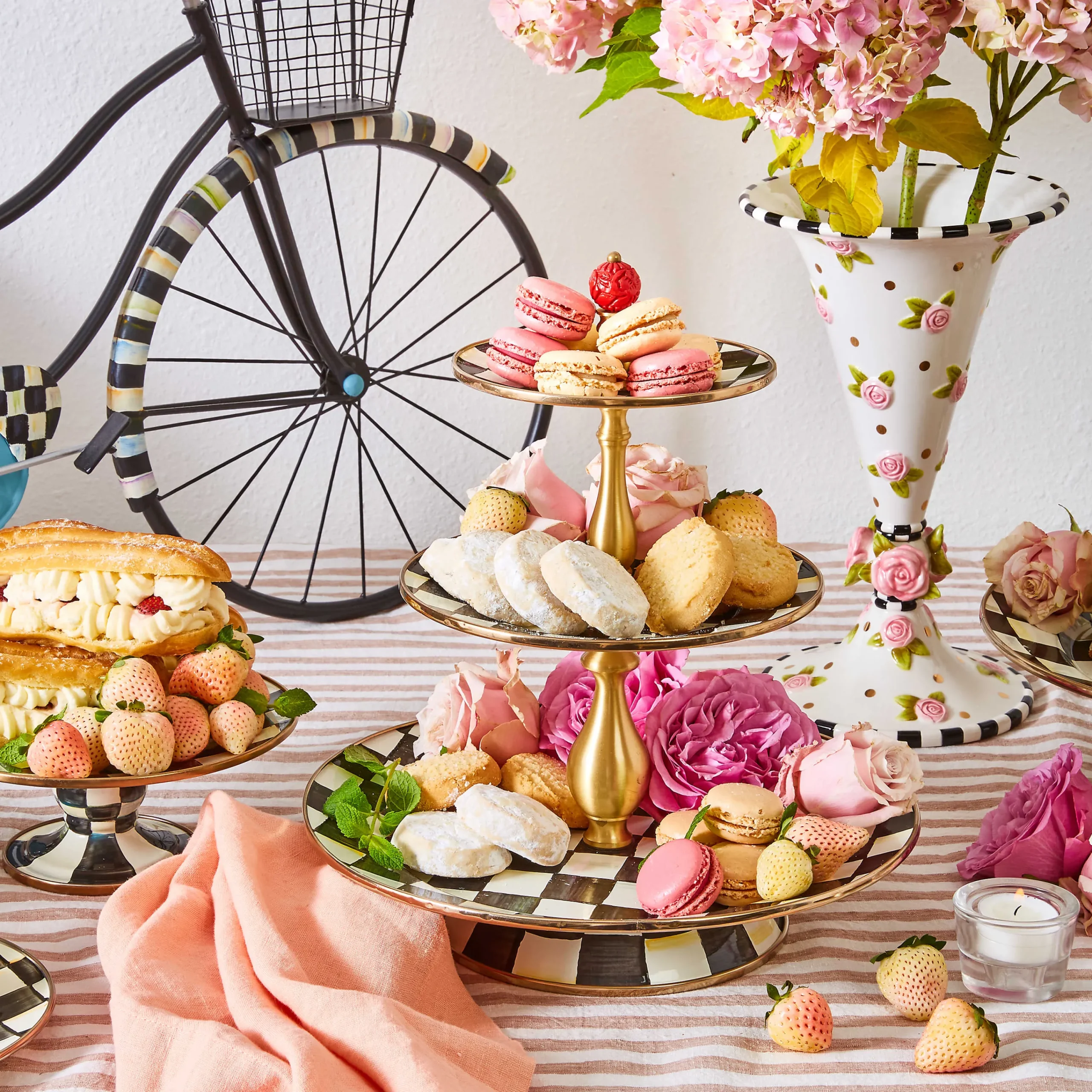 MacKenzie-Childs Bar Entertaining<Courtly Check Three Tier Sweet Stand