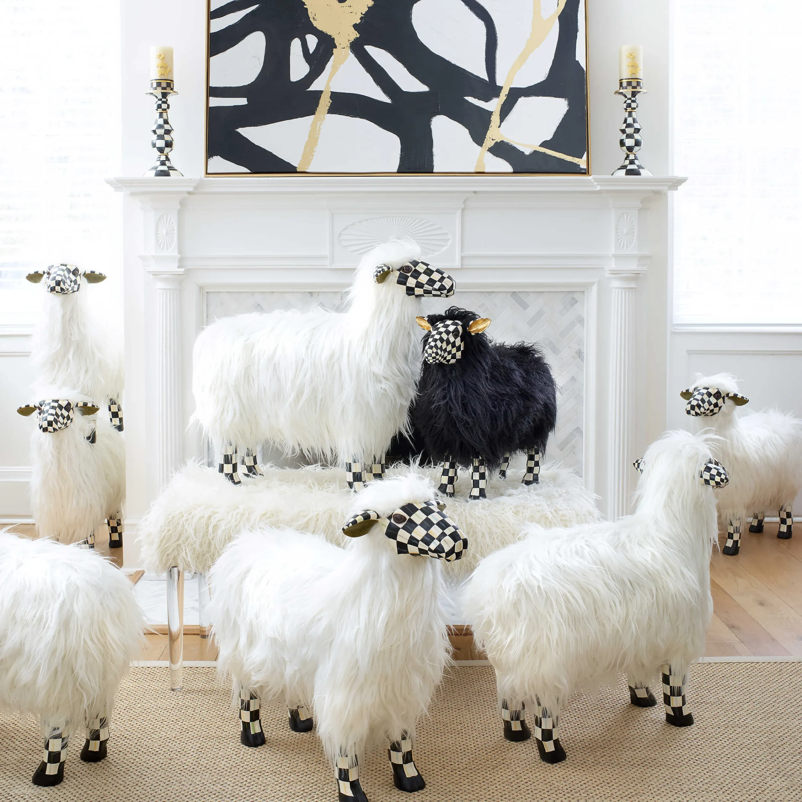 MacKenzie-Childs Spring|Room Accents<Courtly Check White Sheep - Large