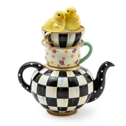 MacKenzie-Childs Easter|Spring<Courtly Chickatee Teapot