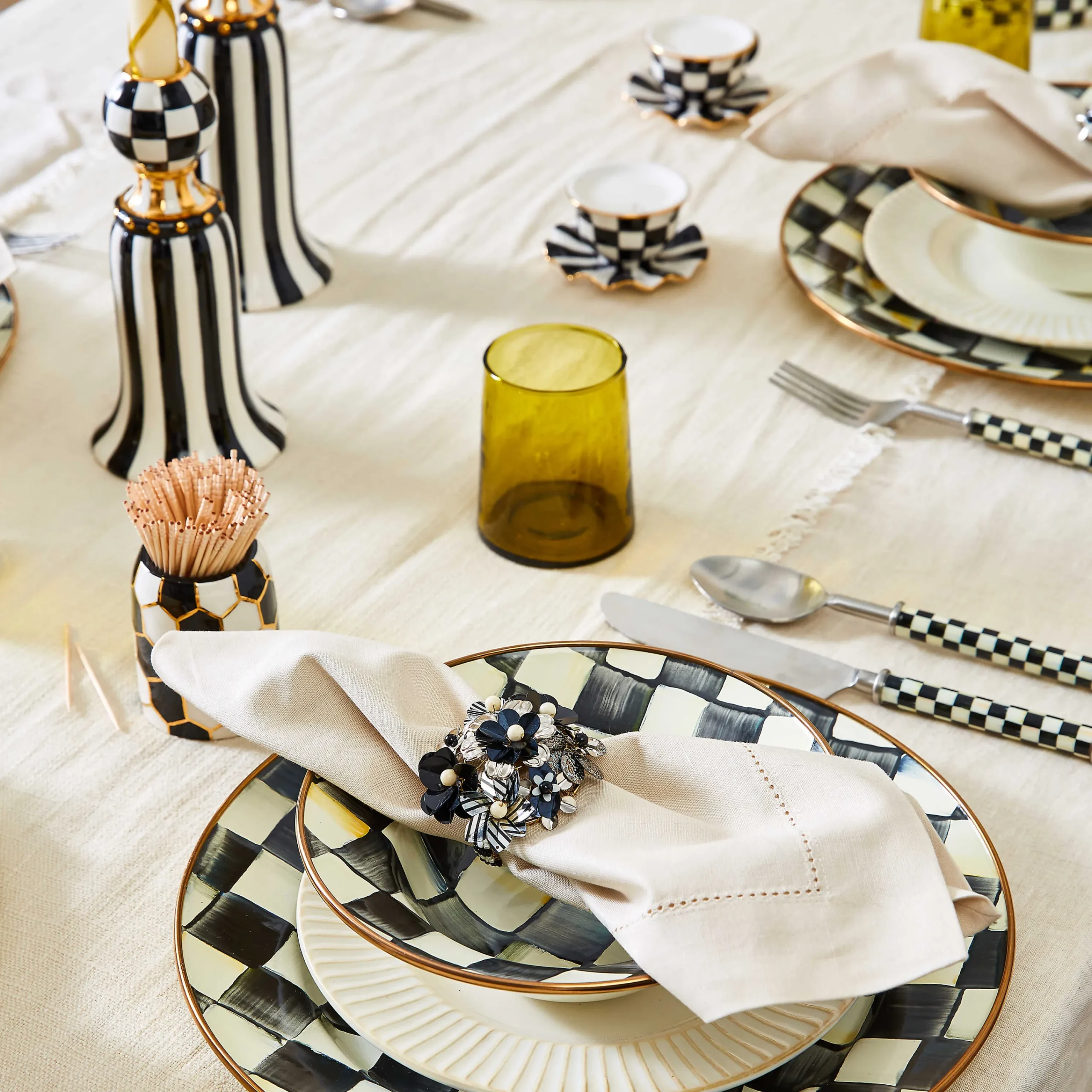 MacKenzie-Childs Table Accessories|Serveware<Courtly Teacup Salt  Pepper Set