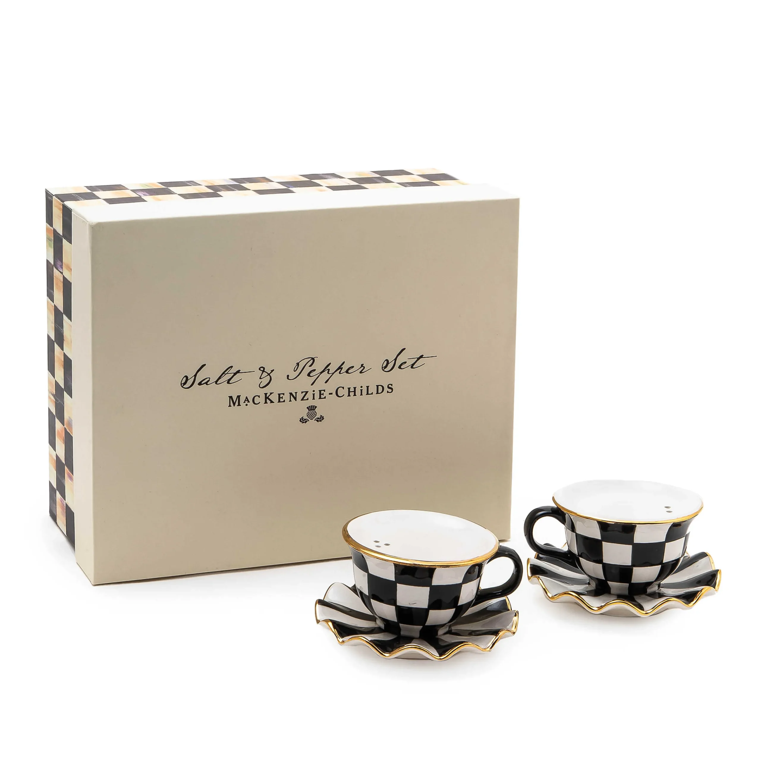 MacKenzie-Childs Table Accessories|Serveware<Courtly Teacup Salt  Pepper Set