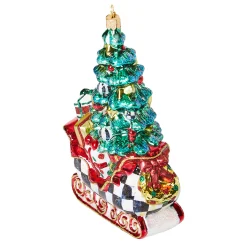 MacKenzie-Childs Holiday<Courtly Tree Sleigh Glass Ornament