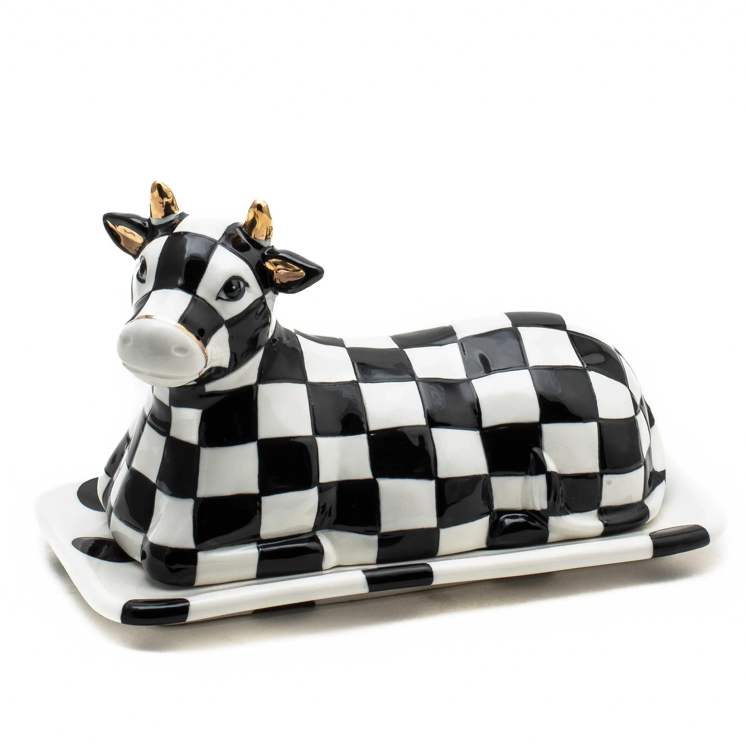 MacKenzie-Childs Serveware<Cow Creamery Butter Dish