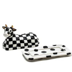 MacKenzie-Childs Serveware<Cow Creamery Butter Dish