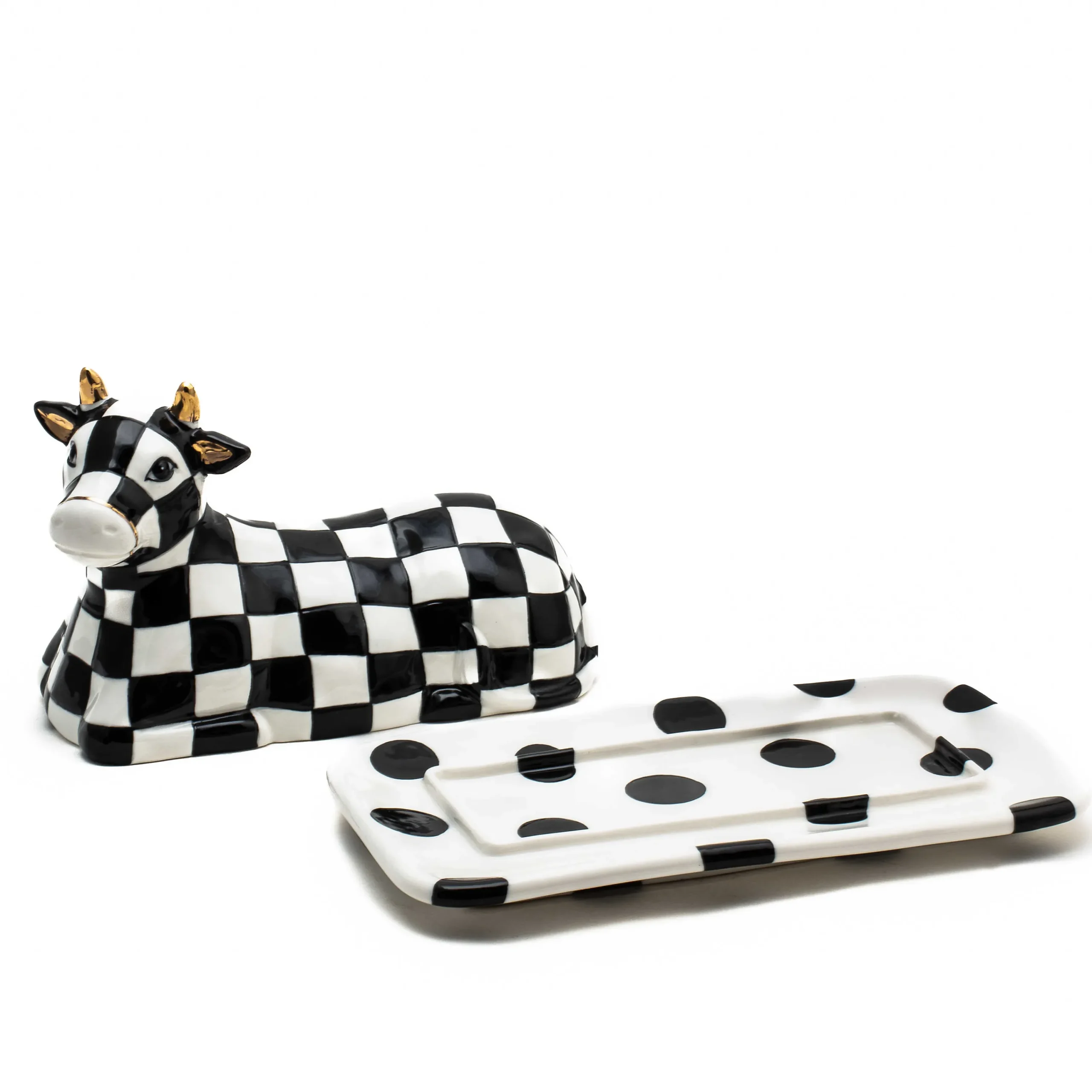 MacKenzie-Childs Serveware<Cow Creamery Butter Dish
