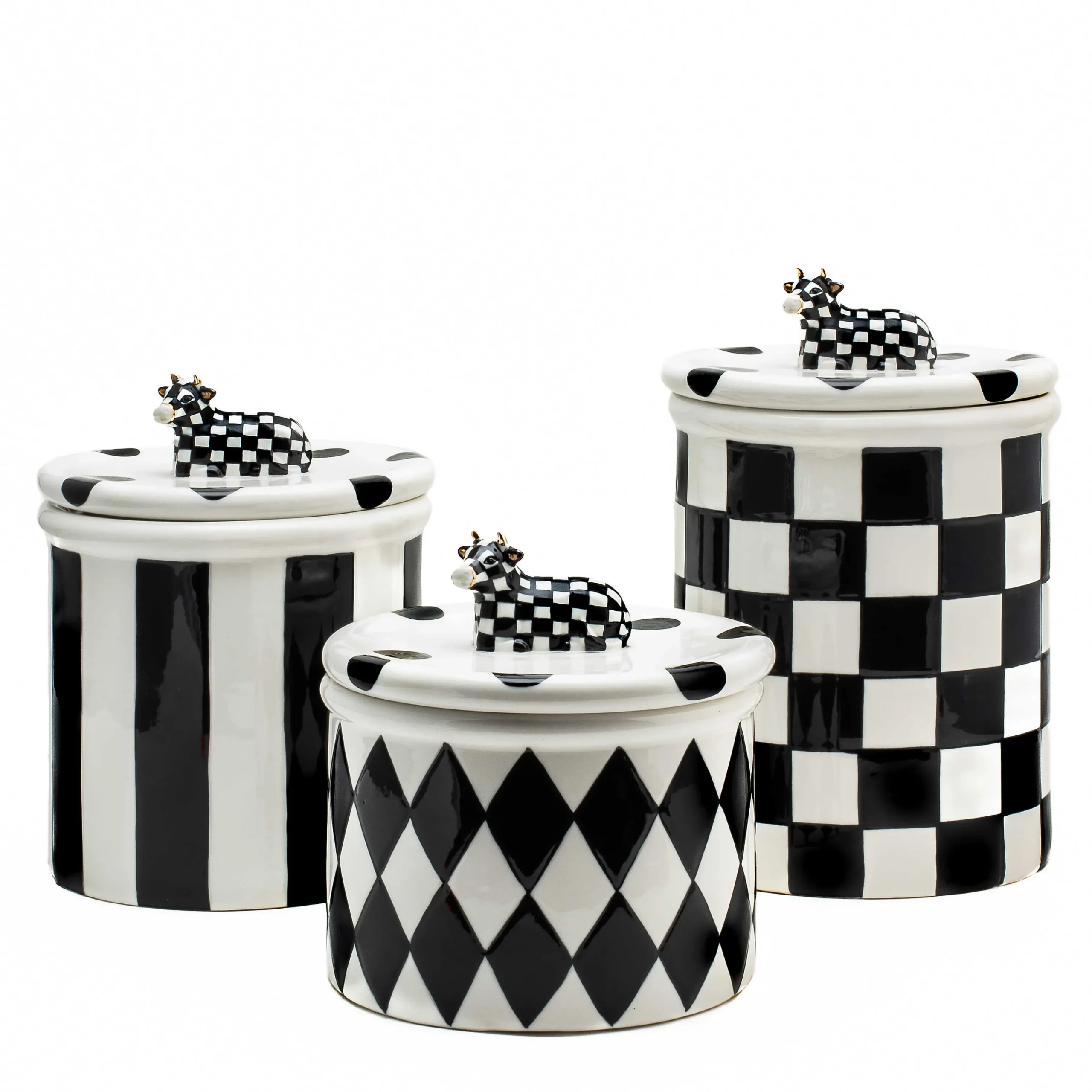 MacKenzie-Childs Kitchen Storage & Organization<Cow Creamery Canisters, Set of 3