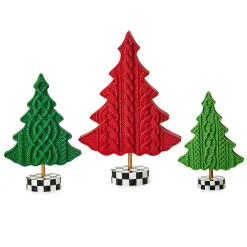 MacKenzie-Childs Holiday|Room Accents<Cozy Christmas Cable Knit Trees, Set of 3