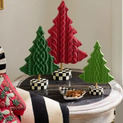 MacKenzie-Childs Holiday|Room Accents<Cozy Christmas Cable Knit Trees, Set of 3