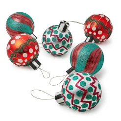 MacKenzie-Childs Holiday<Cozy Christmas Glass Ball Ornaments, Set of 6