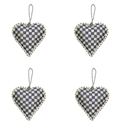 MacKenzie-Childs Holiday<Cozy Christmas Patchwork Heart Ornaments, Set of 4