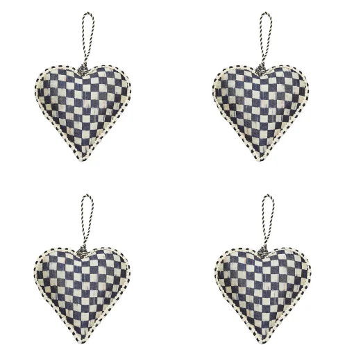 MacKenzie-Childs Holiday<Cozy Christmas Patchwork Heart Ornaments, Set of 4