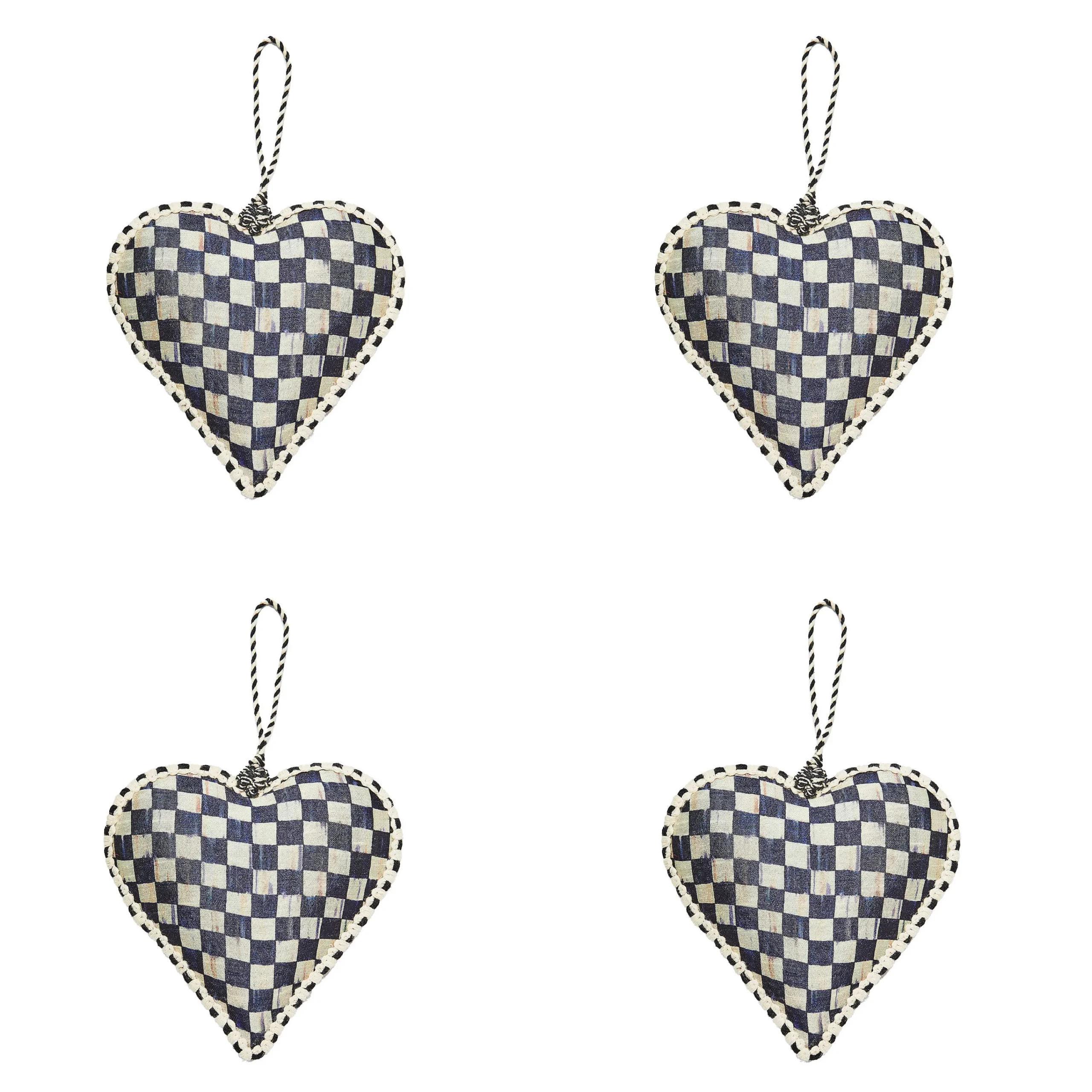 MacKenzie-Childs Holiday<Cozy Christmas Patchwork Heart Ornaments, Set of 4