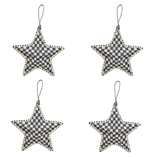 MacKenzie-Childs Holiday<Cozy Christmas Patchwork Star Ornaments, Set of 4