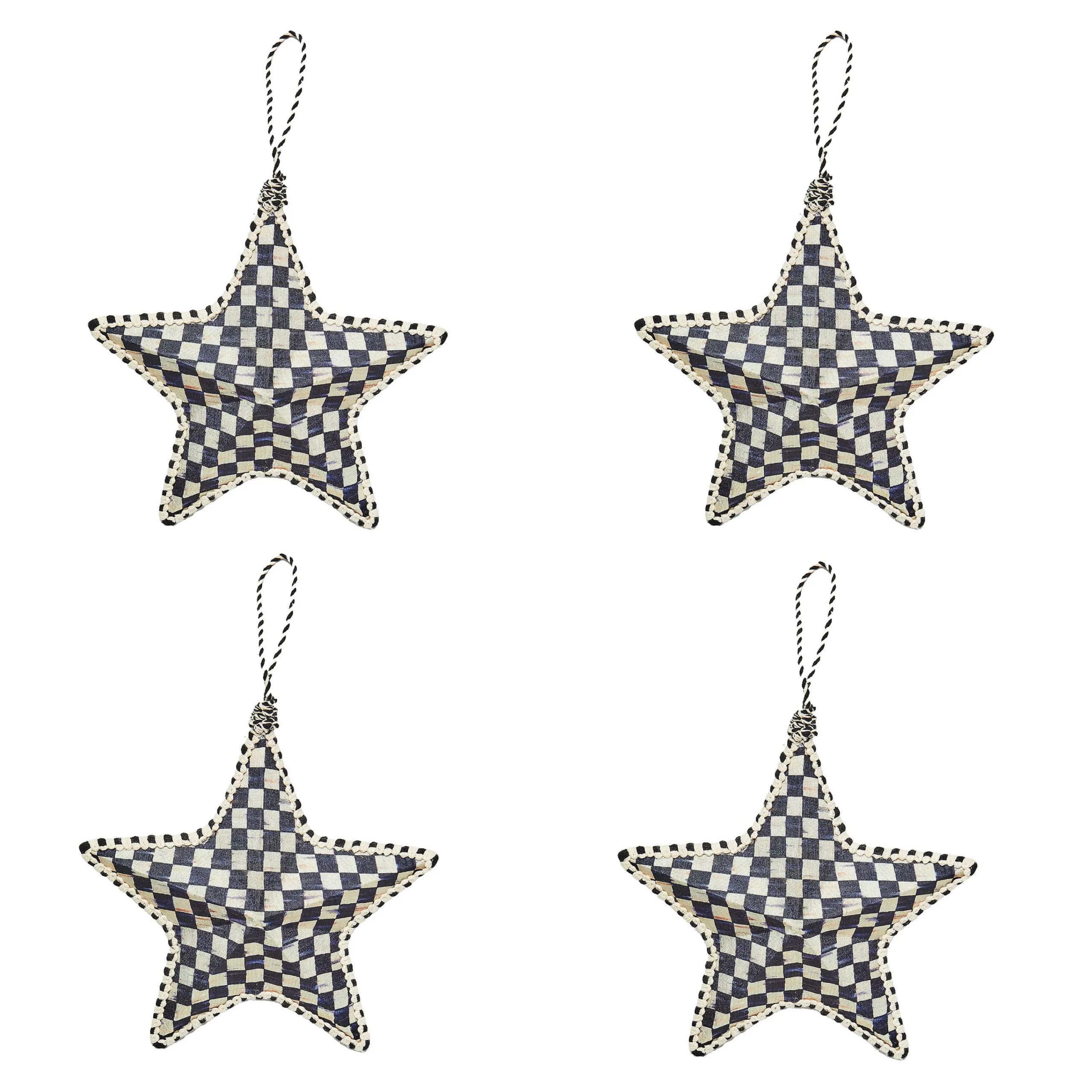 MacKenzie-Childs Holiday<Cozy Christmas Patchwork Star Ornaments, Set of 4