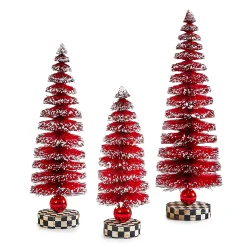 MacKenzie-Childs Room Accents<Cozy Christmas Red Bottle Brush Trees, Set of 3