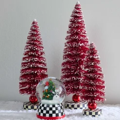 MacKenzie-Childs Room Accents<Cozy Christmas Red Bottle Brush Trees, Set of 3