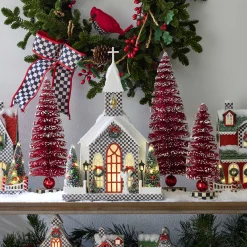 MacKenzie-Childs Room Accents<Cozy Christmas Red Bottle Brush Trees, Set of 3