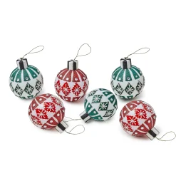 MacKenzie-Childs Holiday<Cozy Christmas Snowflake Glass Ball Ornaments, Set of 6