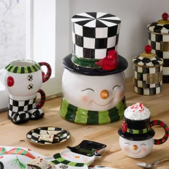 MacKenzie-Childs Holiday|Kitchen Storage & Organization<Cozy Christmas Snowman Cookie Jar